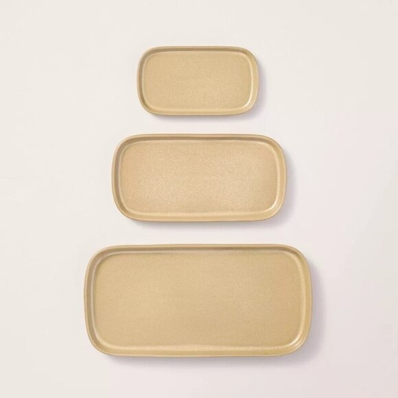 Hearth & Hand Magnolia 3pc Decorative Ceramic CatchAll Tray Set Tan - Target
